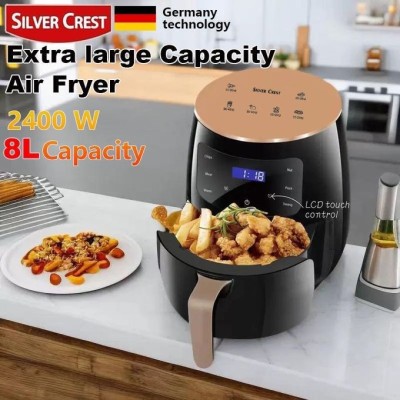 SILVER CREST 8L Extra Large Healthy Air Fryer With Smart Digital Control - 2400W - Black