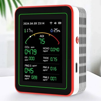 11-in-1 Smart Indoor Air Quality Monitor & Pollution Detector-Black